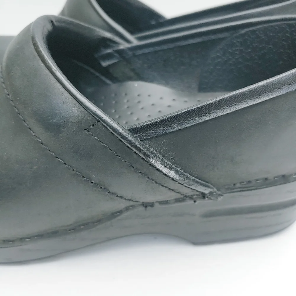 Dansko Black Leather Classic Comfort Nursing Clogs Shoes Sz 37 - Picture 7 of 9